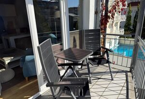 App. Meeresrauscher, strandnah, Gelkamin u. Balkon – App.  mit 1 SZ und Schlafsofa - Aufbettung 3./4. P.