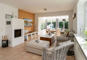 Am Sandwall-Westseite – Strandnahe Doppelhaushälfte für 4 Personen: Terrasse, Garten, Stellplatz, WLAN.