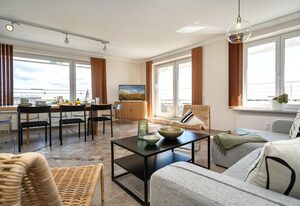 Penthouse F23 – Penthouse für 7 Pers. mit einzigartigem Blick über Sylt, Terrasse, Stellplatz.