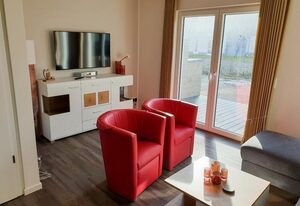 Haus Nr. 07, Ferienhaus Deichgraf – Modernes Ferienhaus, Sauna, Süd-Terrasse, Loggia mit Meerblick, Haustiere
