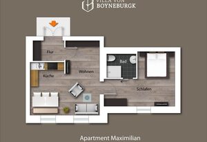 Villa von Boyneburgk – Apartment "Martha" (Wohn-/Schlafraum mit offener Küche, Dusche/ WC)