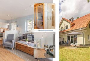 Ferienhaus Waldhaus 5 – Ruhiges Ferienhaus in Korswandt im Grünen – mit Garten, Kamin & Infrarotkabine