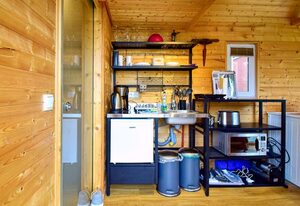 Tiny House Strandwagen mit Terrasse