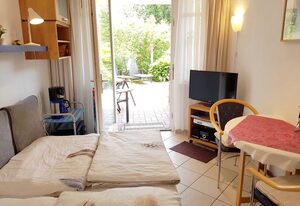 Villa Romantica App., überd. Terrasse, Strandkorb, Liegen – Villa Romantica Appartement