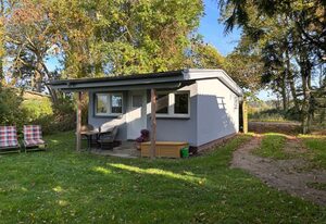 kleiner Holzbungalow Grundmann mit Naturgarten
