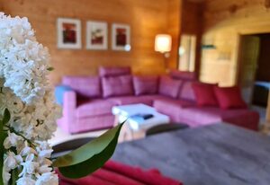 A10 Ostsee Land Ferienhäuser Brusow Kröpelin – A10: 3-Raum-Holzhaus Bine mit Kamin, Terrasse, Podsauna