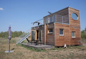 Holzhaus mit Sauna am Bergheider See