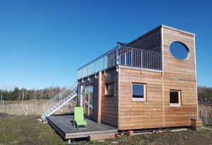 Holzhaus mit Sauna am Bergheider See
