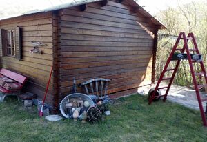 Reitstation Roßmühle – Naturhaus Jagdstadl mit Terrasse und Gartensauna