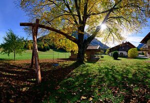 Ferienwohnungen Ramslerhof inkl. Chiemgaukarte – Ferienhaus 35 qm, Almhäusl, Terrasse, Kochnische, Schlafzimmer, Wohnschlafzimmer