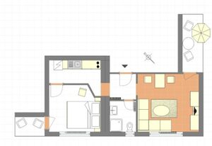 Haus Sonneck - Chiemgau Karte – Ferienwohnung Zinnkopf für 2 Personen mit Balkon, separater Schlafraum, 40 m²