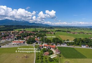 Zaißlhäusl Hof - Chiemgau Karte – Ferienwohnung Nr. 1 mit Bergblick, 57m², großem Dreibett-Schlafzimmer und neuem Bad