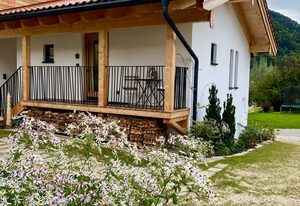 Ferienwohnung Heimatgefühl inkl. Chiemgaukarte – Ferienwohnung Heimatgefühl 36qm,  komb. Wohn-Schlafzimmer, Balkon, moderne Küche, Bad mit Felsendusche u. WC, max. 3 Pers