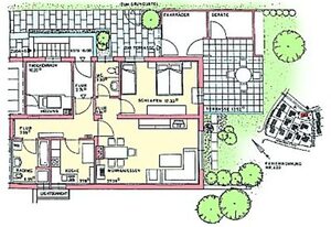 Ferienwohnung am Grüngürtel – Ferienwohnung 76 qm, Souterrain, 1 Schlafzimmer, Wohn-Esszimmer, Küche, WC extra