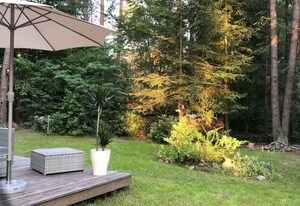 Reetdach Ferienhaus am Lübbesee Sauna Bootsteg neu