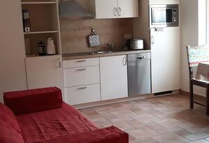 Spreewald-Ferienwohnung Keym – Apartment 1, komb Wohn- Schlafraum, Küche, DU/WC, Terrasse